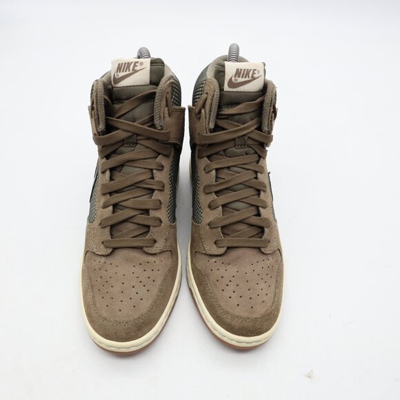 Nike Dunk Sky Hi Hidden Wedge Women's 7.5 Olive Green Suede Sneakers 579763-300 - Picture 2 of 9